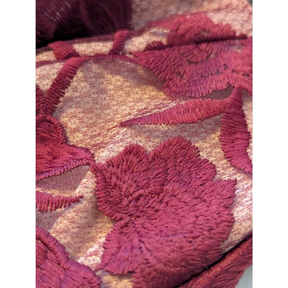 NWT Lulu's Alluring Dream Burgundy Floral Mesh Lace Trumpet Midi Dress Prom S - Picture 10 of 12